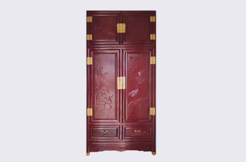 莲都高端中式家居装修深红色纯实木衣柜